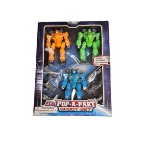 Polyfect 3 PC Pop-A-Part Robot Set Orange,‎ Green, & Blue